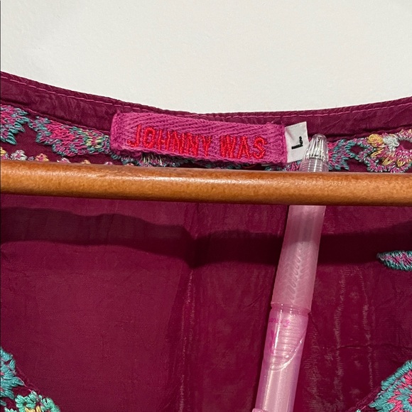 Johnny Was Burgundy Floral Embroidered Tunic - Picture 2 of 9